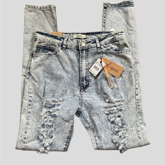 RED Fox High Waist Distressed Ripped Skinny Jeans Size 11 - Picture 1 of 9